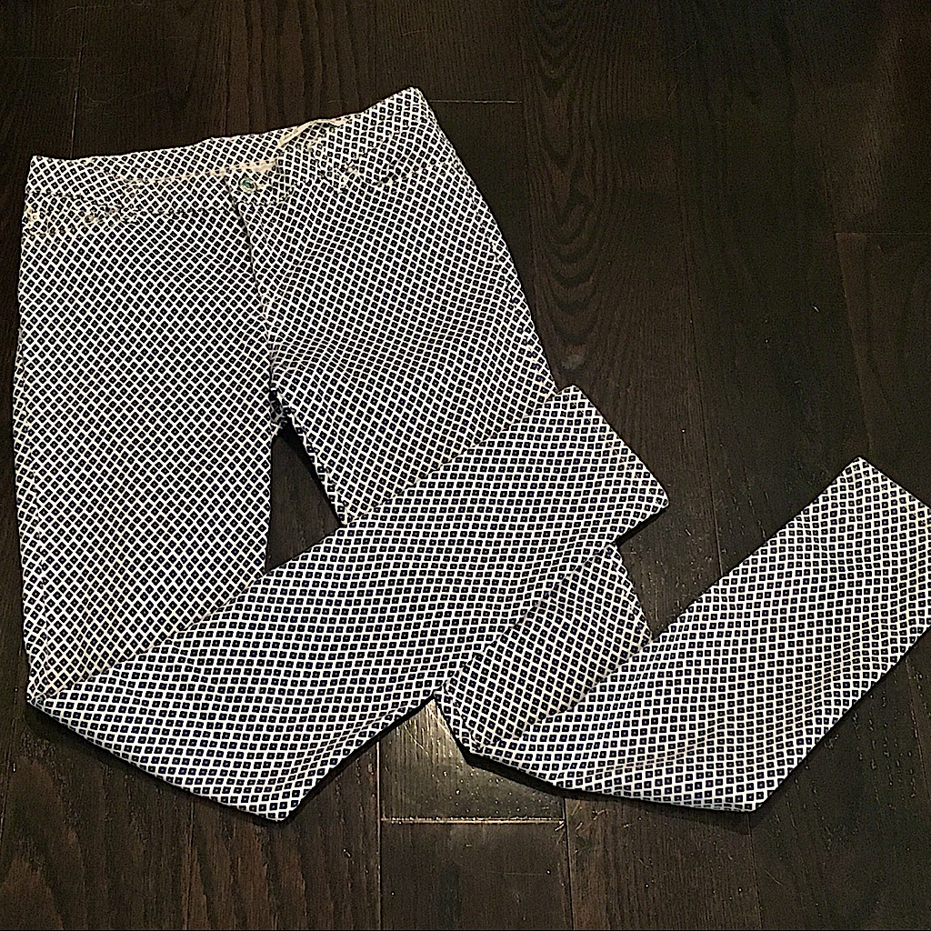 Zara White & Blue Pattern Skinny Jeans